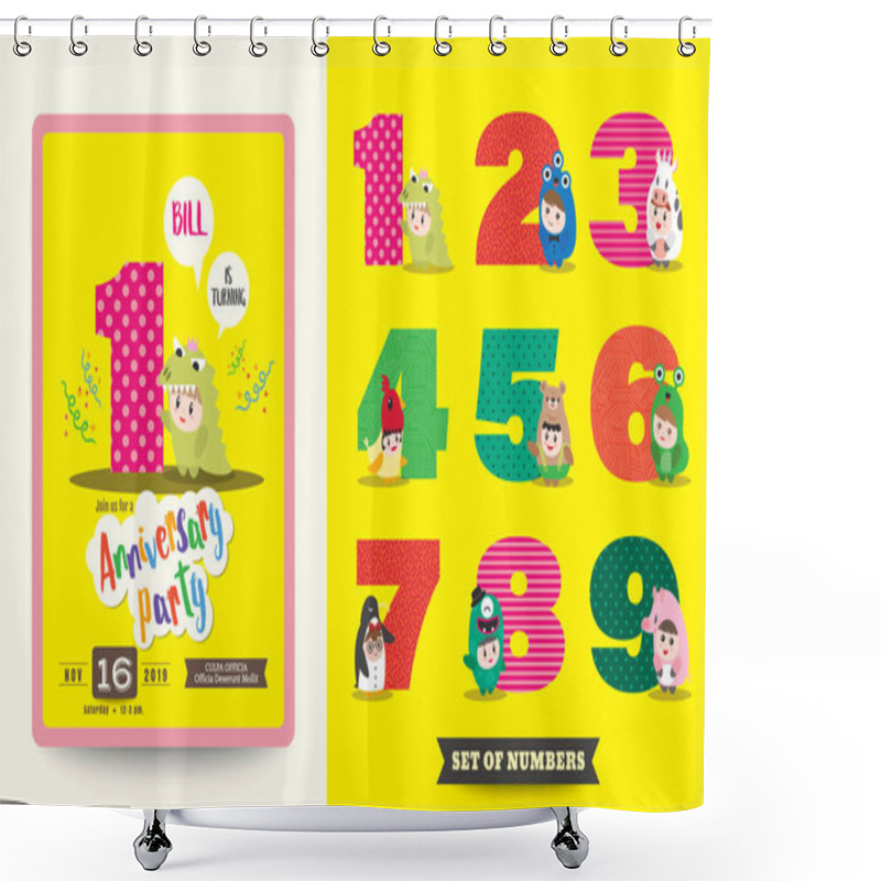 Personality  One Year Anniversary Kids Birthday Celebration Template Shower Curtains