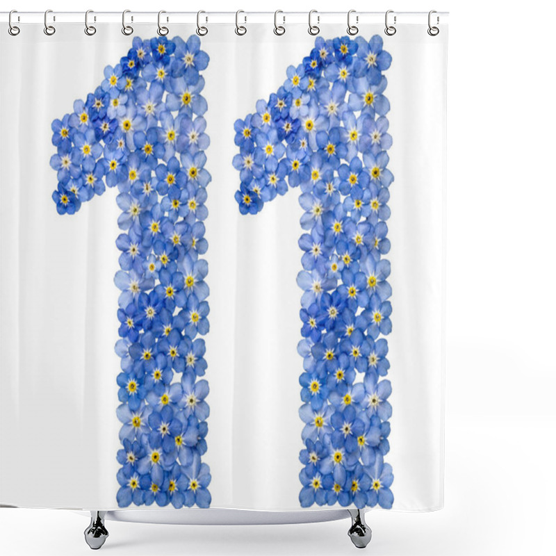 Personality  Arabic Numeral 11, Eleven, From Blue Forget-me-not Flowers Shower Curtains