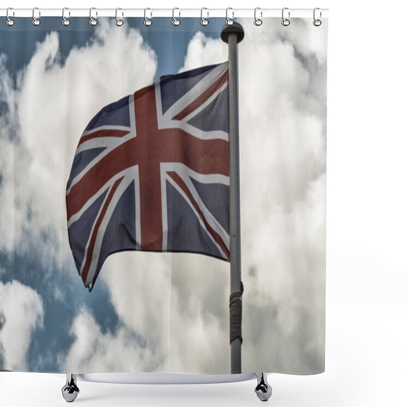 Personality  The British Flag Waving In The Wind Shower Curtains