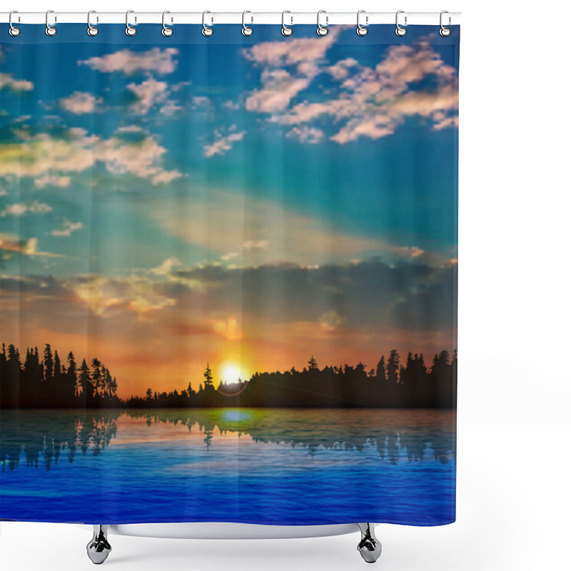 Personality  Abstract Background With Forest Lake Shower Curtains