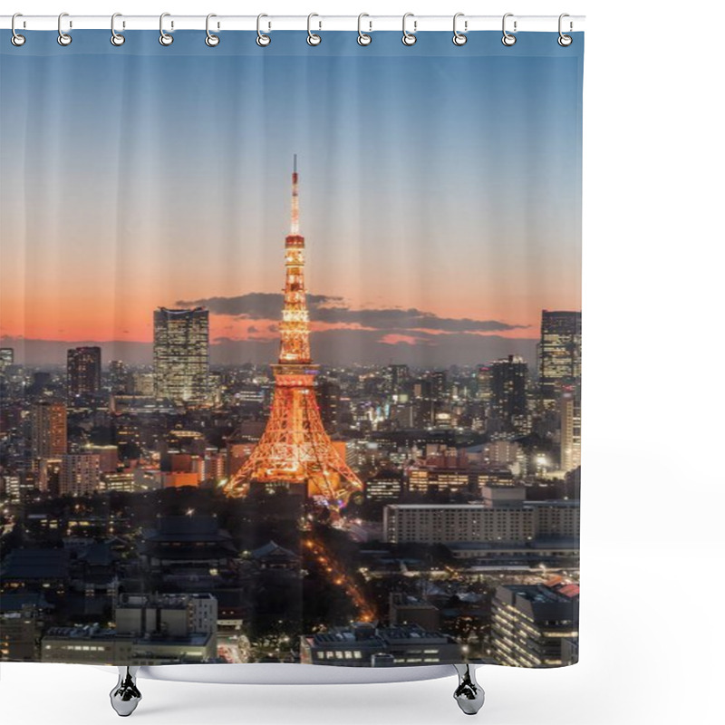 Personality  Tokyo City View With Tokyo Tower At Night Shower Curtains