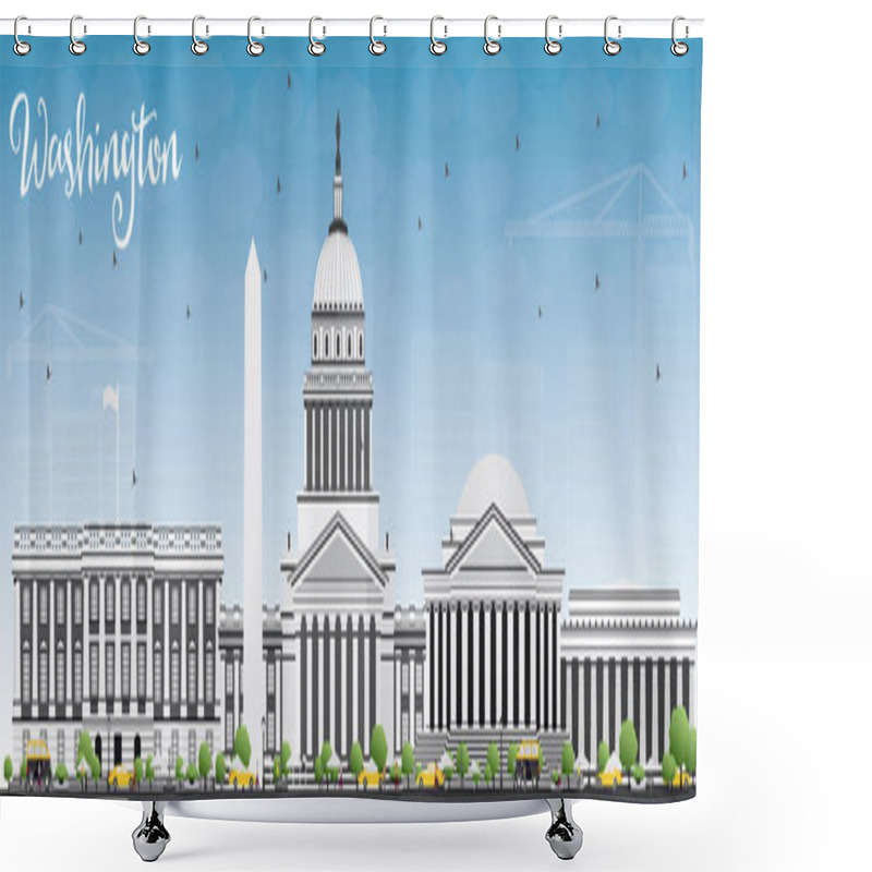 Personality  Washington DC Skyline With Gray Buildings And Blue Sky.  Shower Curtains