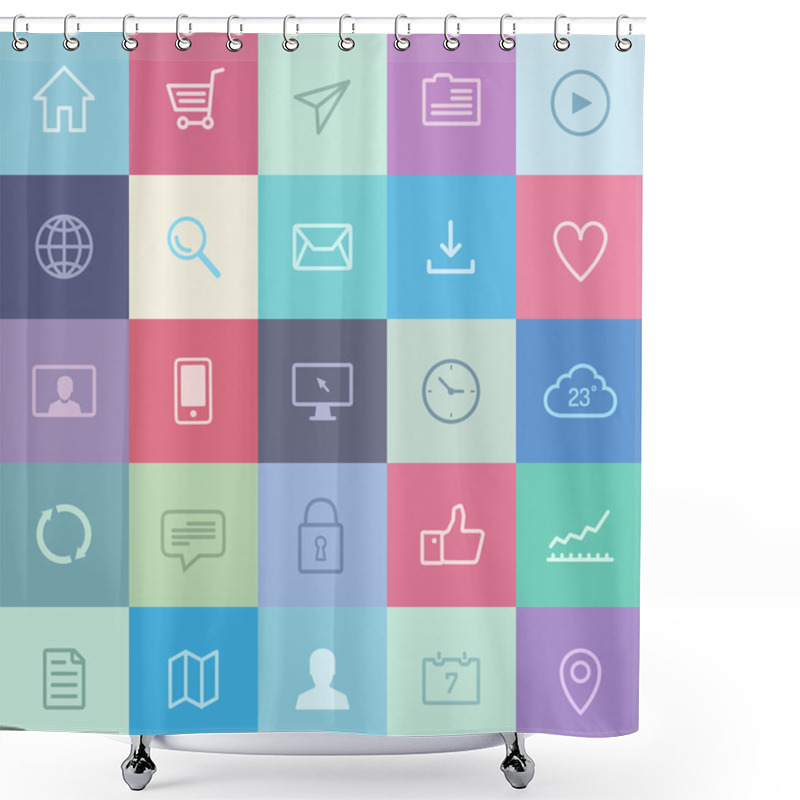 Personality  Flat Application Icons Set Shower Curtains