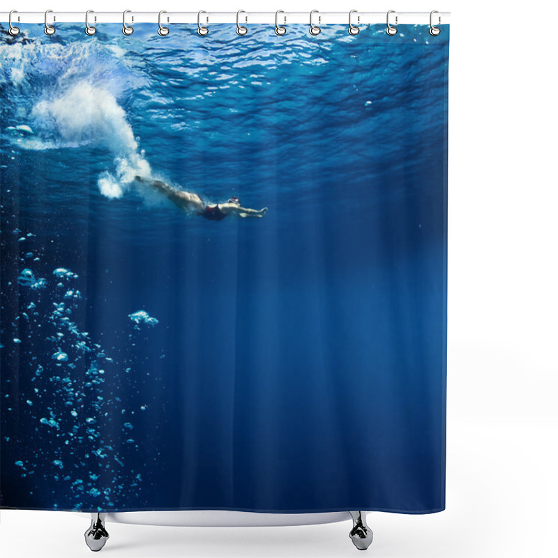 Personality  Female Professional Swimmer Shower Curtains