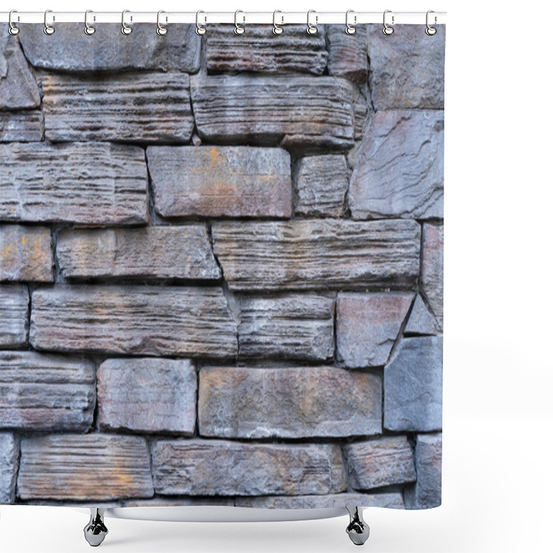 Personality  Texture Old Stone Wall Gray. Background Wall Old Stone House. Shower Curtains