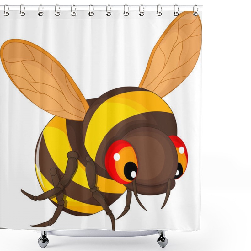 Personality  Bee Cartoon Flying Shower Curtains