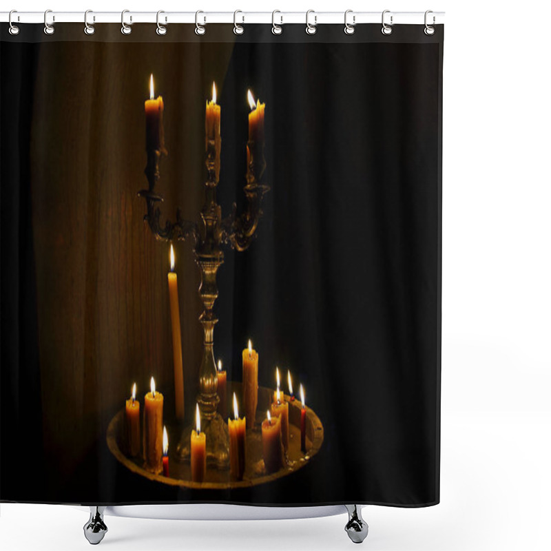 Personality  Antique Candle Burning  Shower Curtains