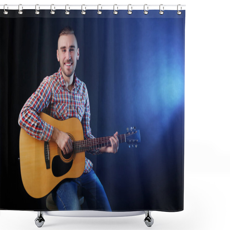 Personality  Young Man Playing Guitar Shower Curtains