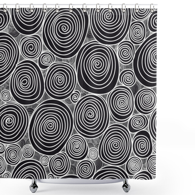 Personality  Abstract Seamless Flower, Drawn With Curls Vector Texture. Wallp Shower Curtains