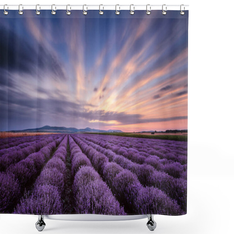 Personality  Before Sunrise In Lavender Field Shower Curtains