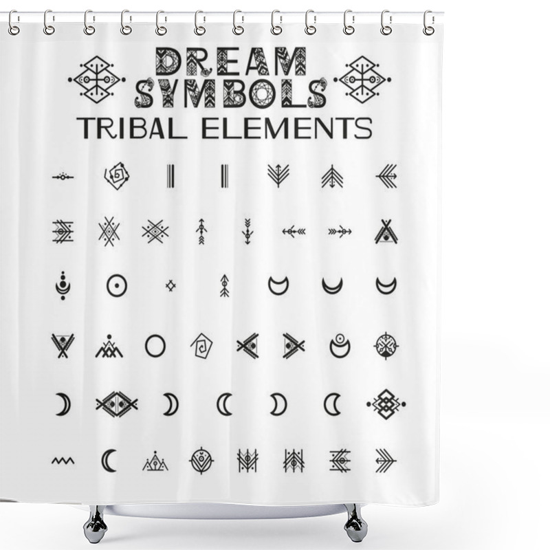 Personality  Tribal Alphabet And Ornaments. Shower Curtains