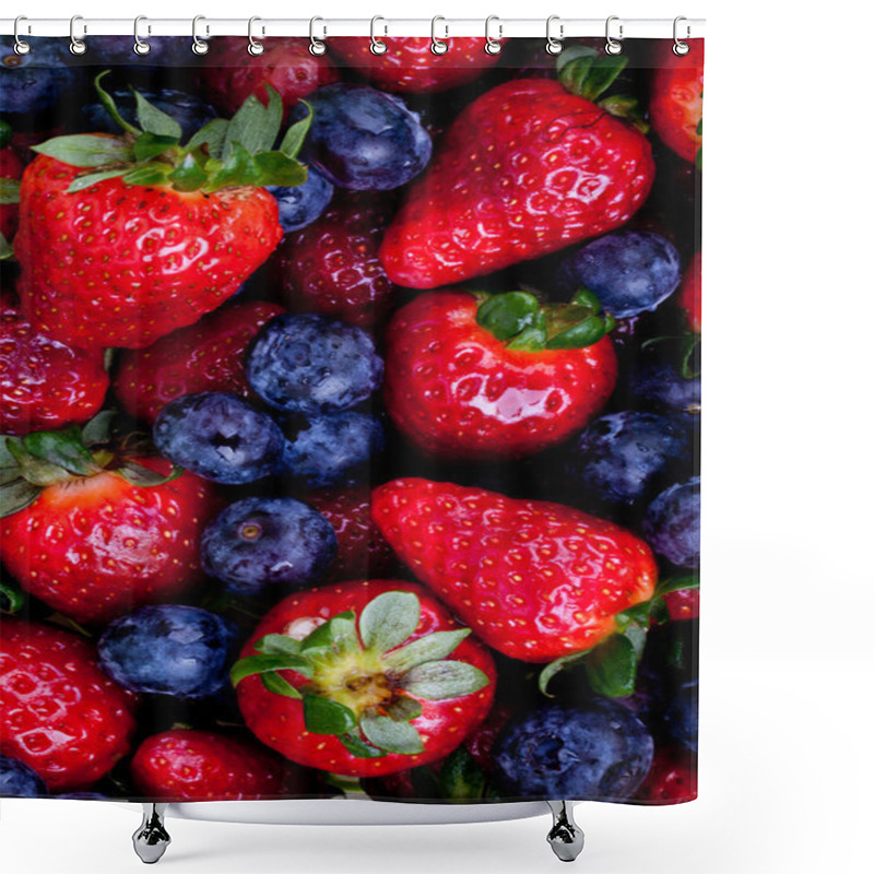 Personality  Strawberry And Blueberry Fruits Shower Curtains