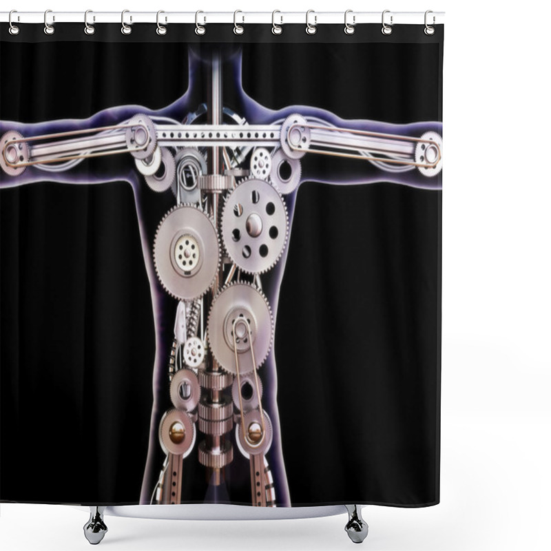 Personality  Male Human Xray With Internal Gears Shower Curtains