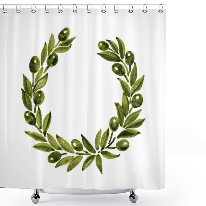 Personality  Aquarelle Laurel Wreath And Olive Branch Shower Curtains