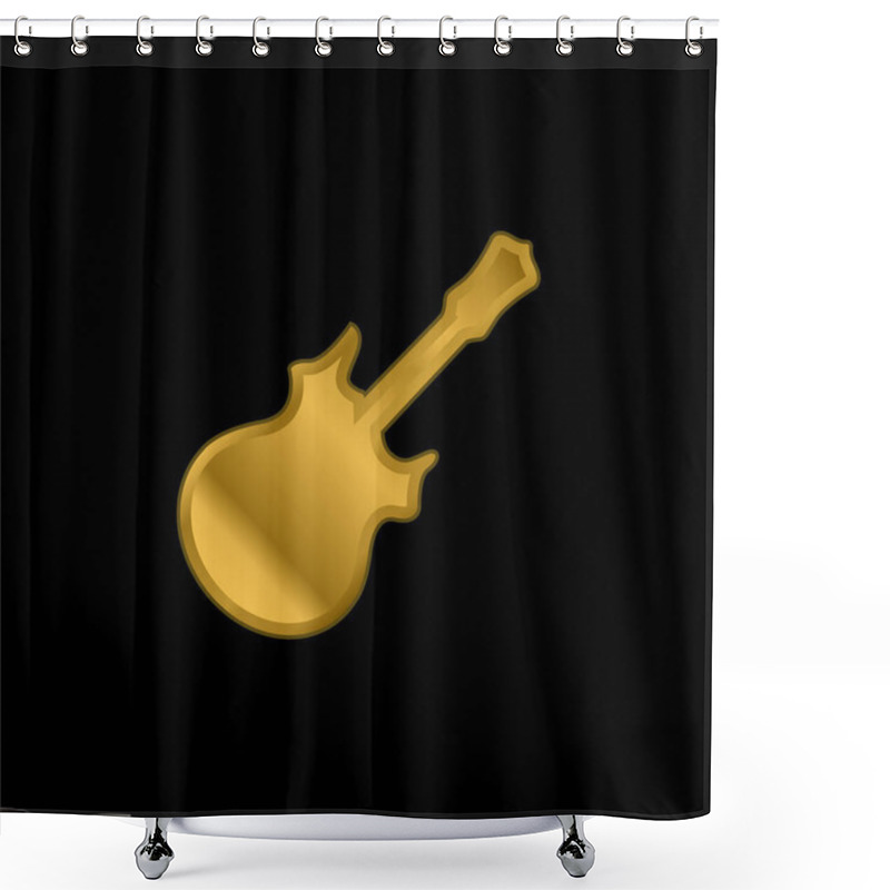 Personality  Bass Gold Plated Metalic Icon Or Logo Vector Shower Curtains