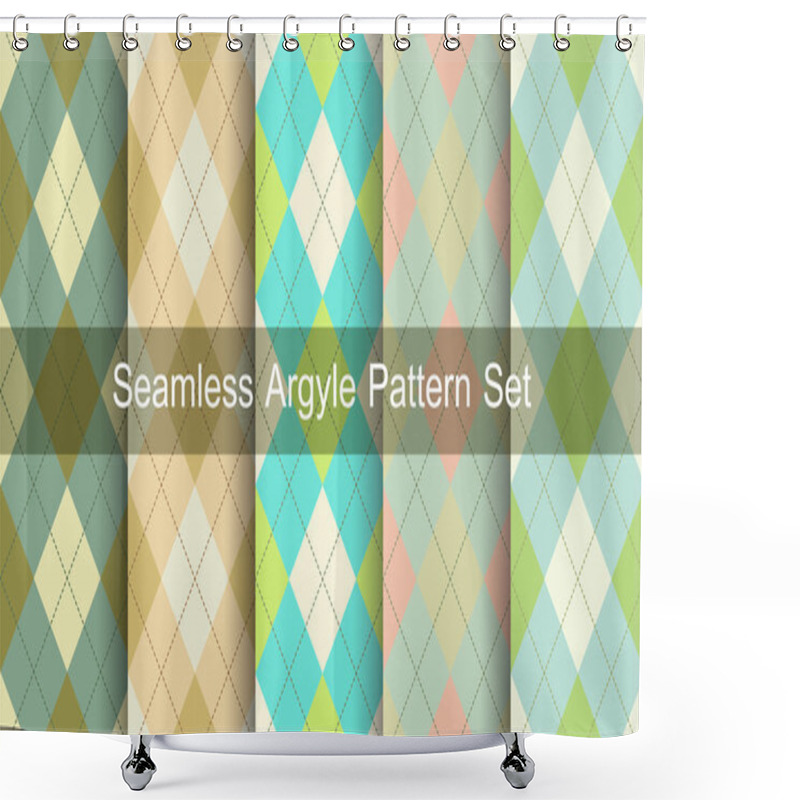 Personality  Seamless Argyle Pattern. Diamond Shapes Background. Vector Set. Shower Curtains