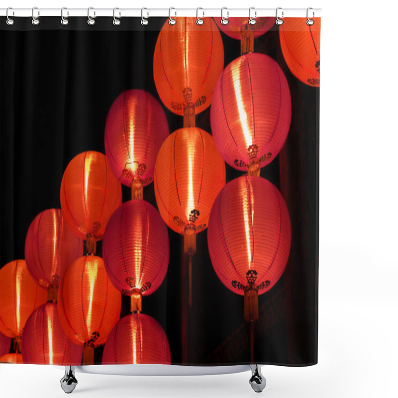 Personality  Red Chinese Lantern For Chinese New Year Shower Curtains