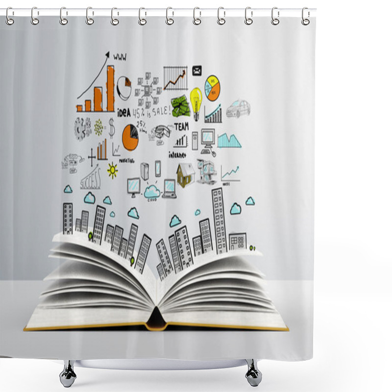 Personality  Drawing City Over Book Shower Curtains