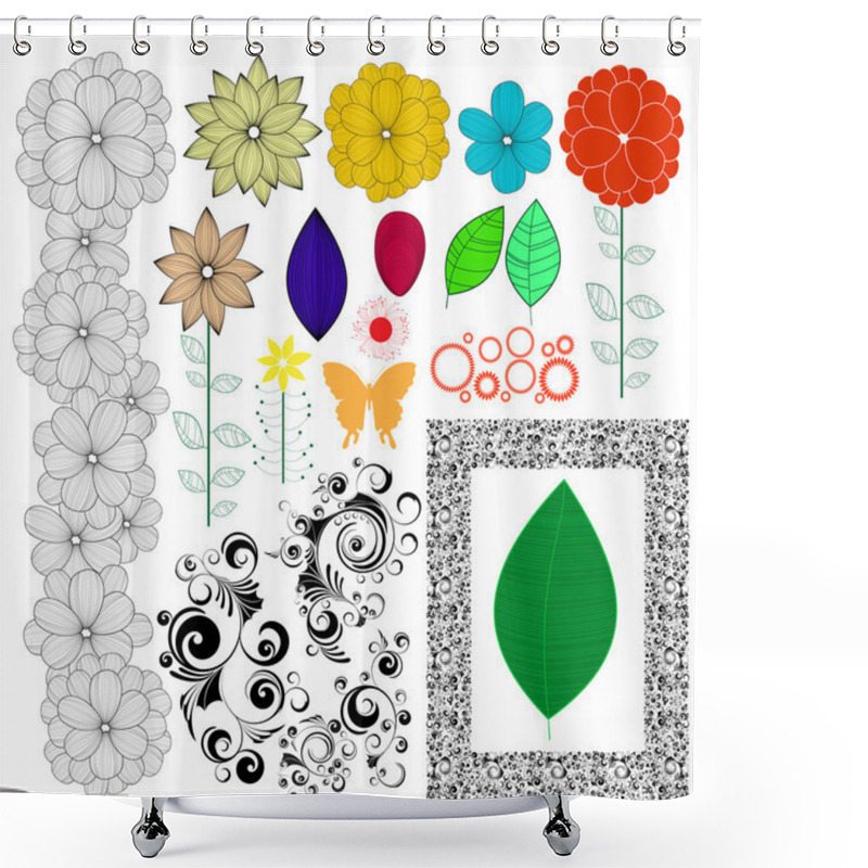 Personality  Collection Of Various Nature Theme Vector Elements - Stylized Flowers, Leaves, Floral Ornaments, Detailed Floral Frames. Eps 8 Shower Curtains