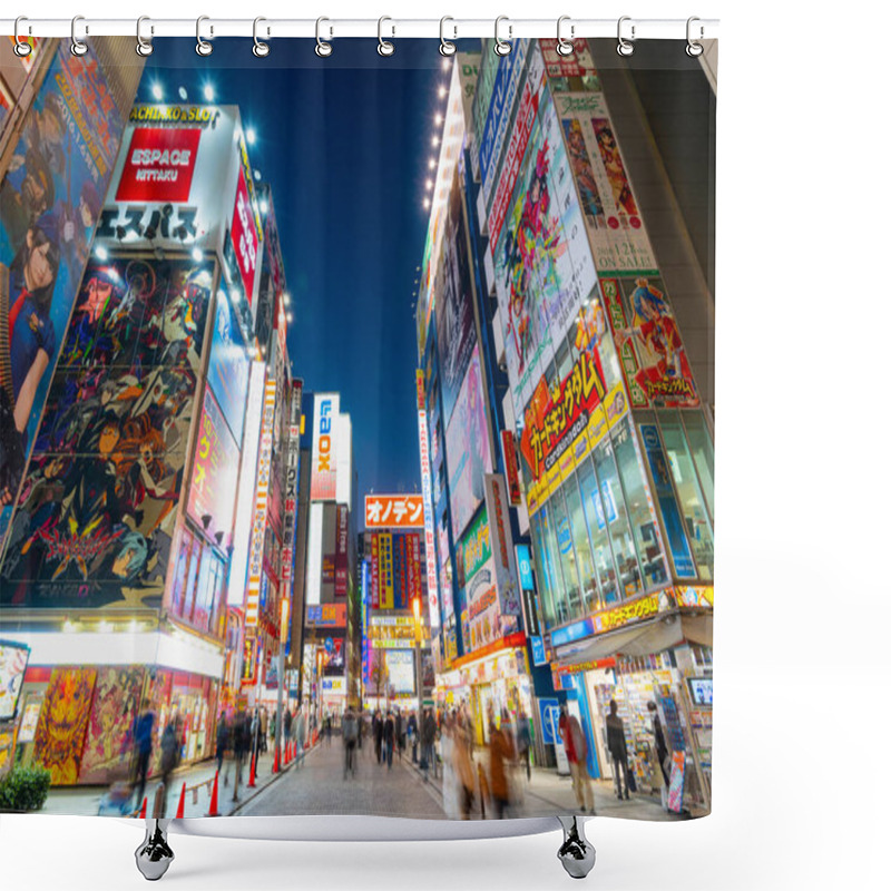 Personality  Tokyo, Japan - January 8, 2016:  Street View Of Akihabara District In Tokyo, Japan. Akihabara District Is A Shopping Area For Video Games, Anime, Manga, And Computer Goods. Shower Curtains