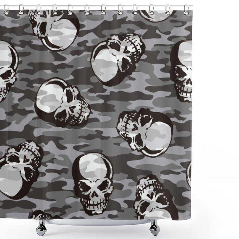 Personality  Skull Camouflage Pattern, Shower Curtains