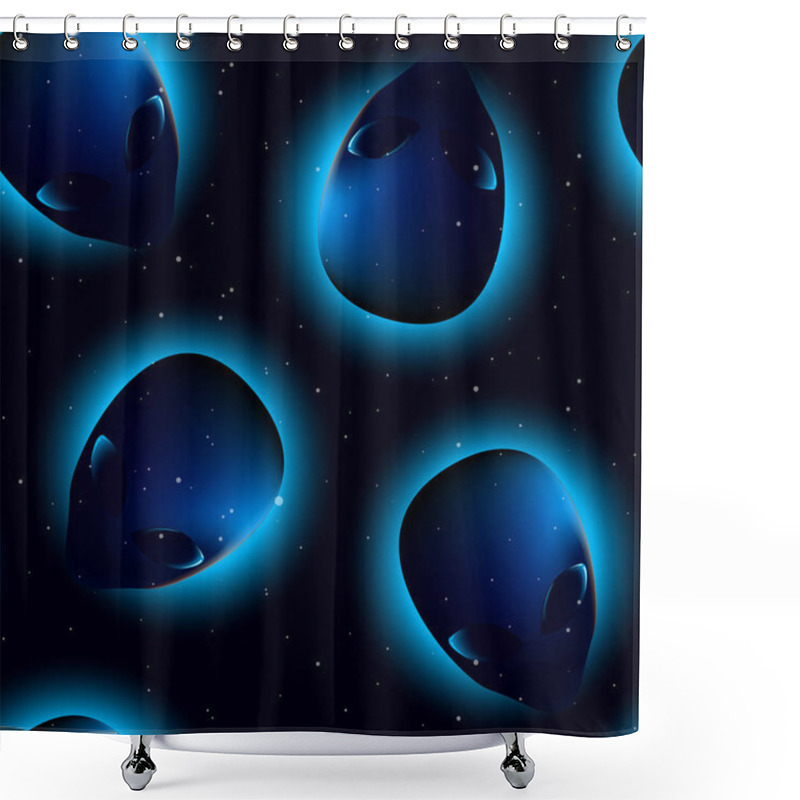 Personality  Alien Head In A Seamless Pattern Shower Curtains