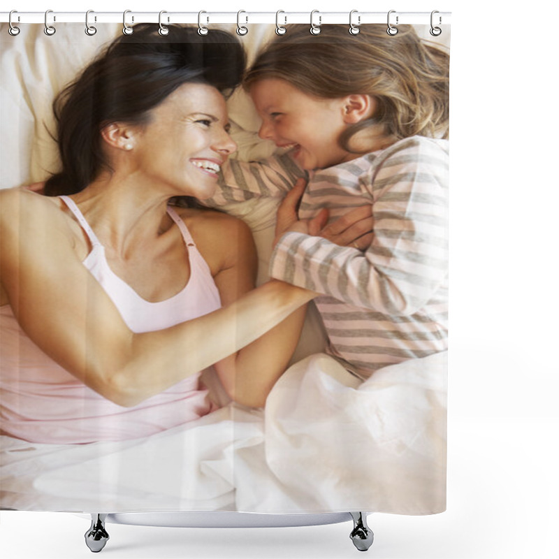 Personality  Mother And Daughter Relaxing In Bed Shower Curtains