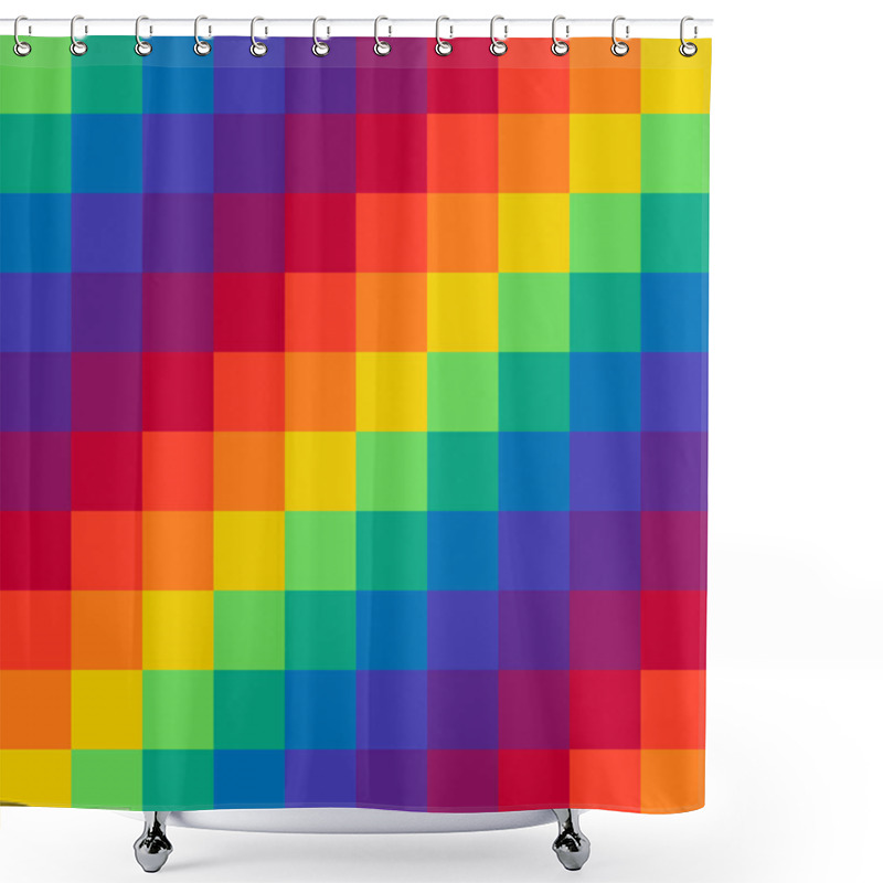 Personality  Pixel Rainbow Background Seamless Pattern Vector Illustration For Website, Card, Poster Shower Curtains