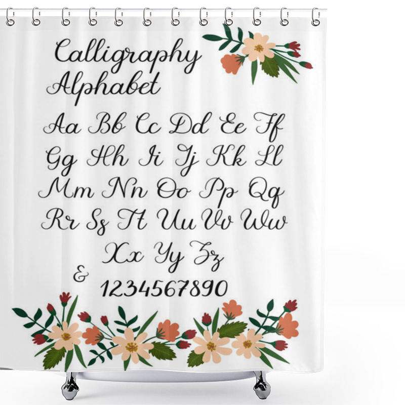 Personality  Handwritten Brush Letters. ABC. Modern Calligraphy. Hand Lettering Vector Alphabet Shower Curtains