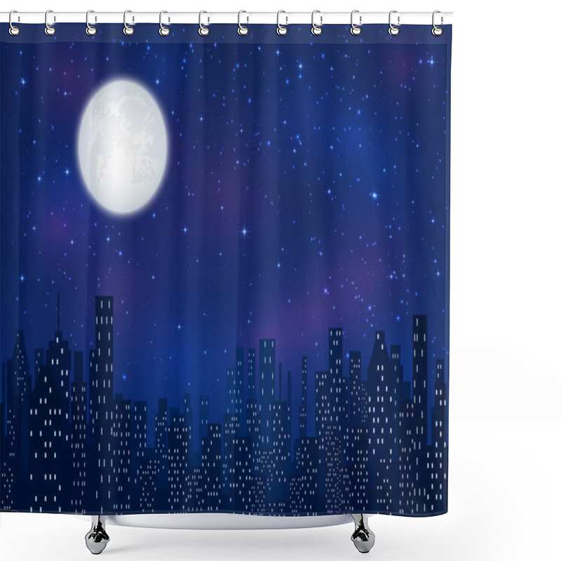 Personality  Moon Over Night City Shower Curtains