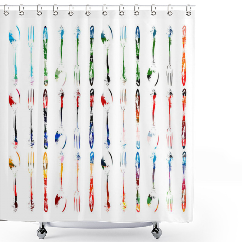 Personality  Fork, Knife And Spoon Silhouettes Shower Curtains