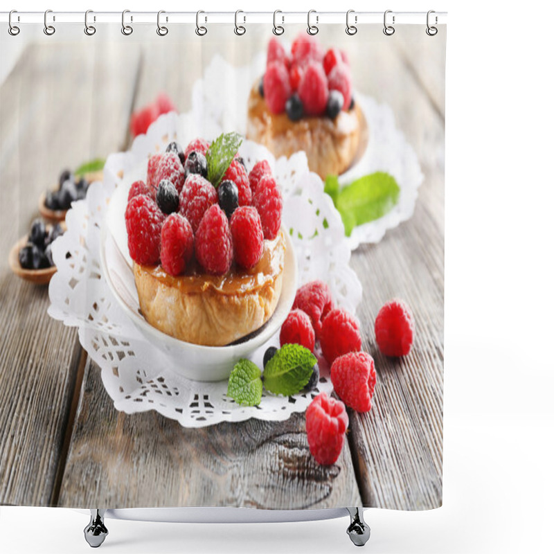 Personality  Sweet Cakes With Berries Shower Curtains