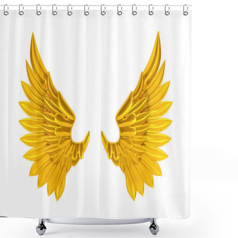 Personality  Gold Wing Isolated On White Background Shower Curtains