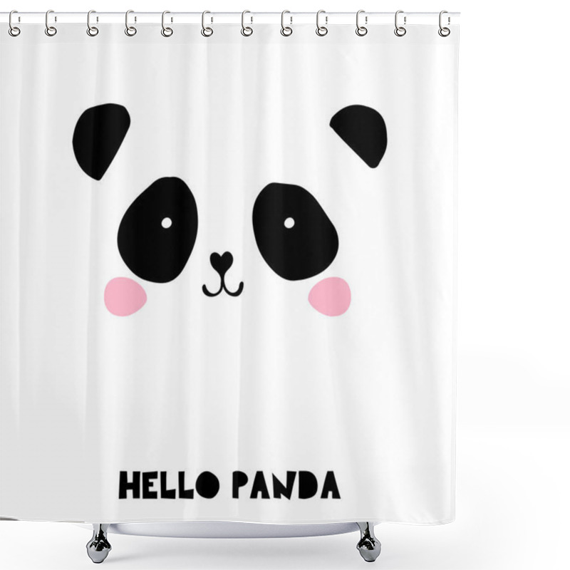 Personality  Cute Panda Bear Illustrations, Vector Hand Drawn Elements, Black And White Icons Shower Curtains