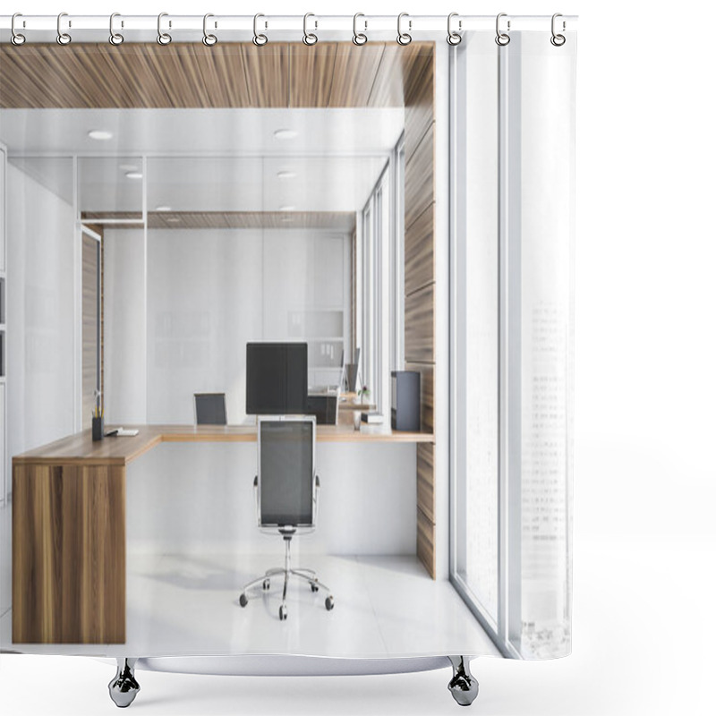 Personality  White And Wood Manager Office Shower Curtains