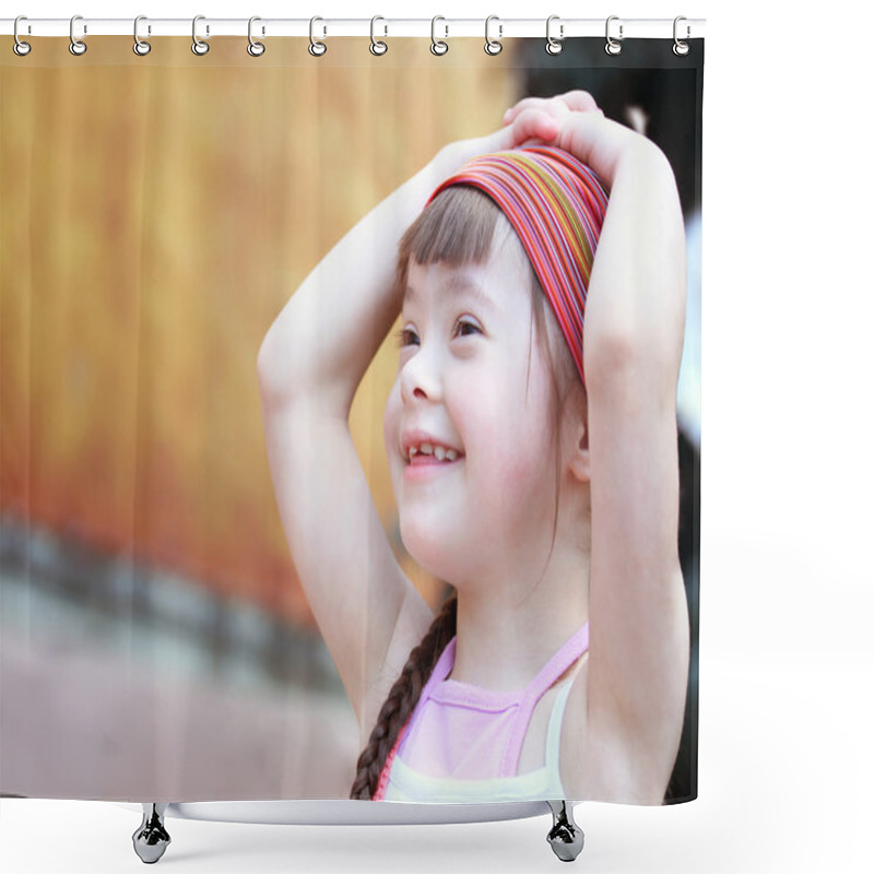 Personality  Portrait Of Beautiful Girl In The City Shower Curtains