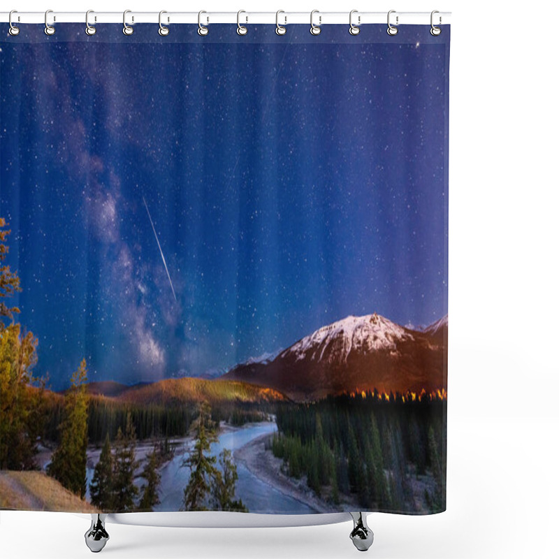 Personality  Jasper National Park Dark Sky. Canadian Rockies Summer Night. Stunning Natural Scenery Background. Shower Curtains