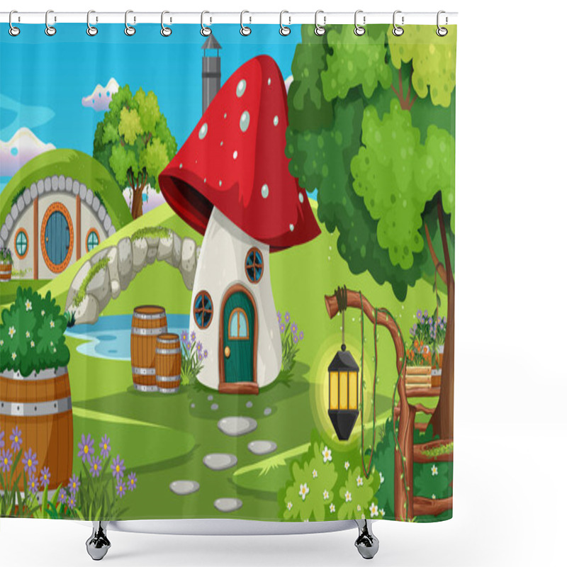 Personality  Forest Fantasy Enchanted Forest Background Scene Illustration Shower Curtains