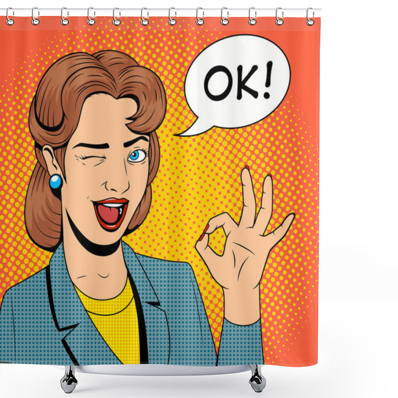 Personality  Young Woman Get A Present Vector Illustration Shower Curtains