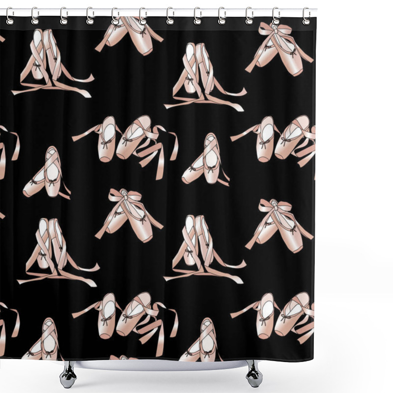 Personality  Vector Seamless Pattern With The Image Of Ballet Pointe Shoes With Ribbons Shower Curtains