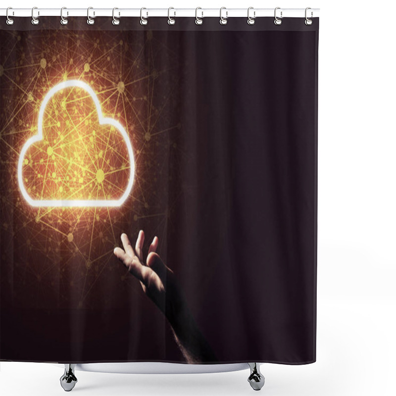 Personality  Businessman Hand Holding Cloud Shower Curtains