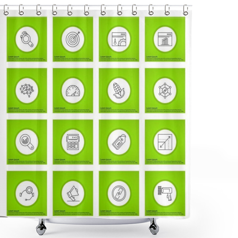 Personality  16 Green Icons For Mobile Application And Website, Vector Illustration  Shower Curtains