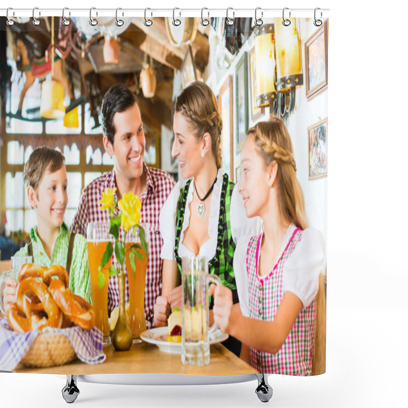 Personality  Bavarian Girl With Family In Restaurant  Shower Curtains