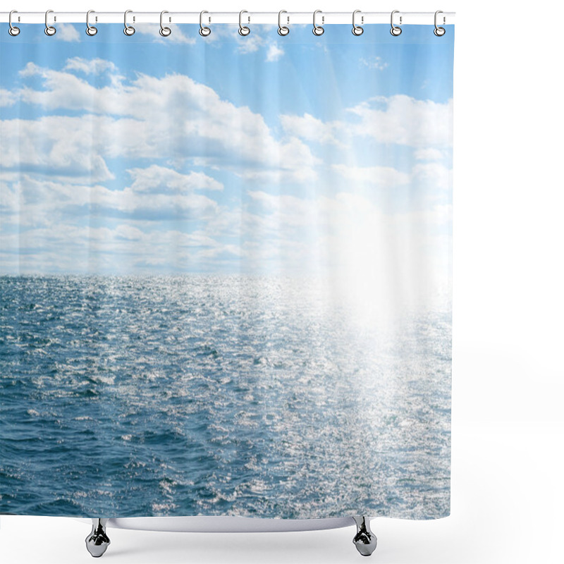 Personality  Blue Sea With Cloudy Sky Shower Curtains