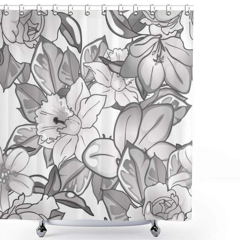 Personality  Seamless Pattern With Beautiful Floral Elements Shower Curtains