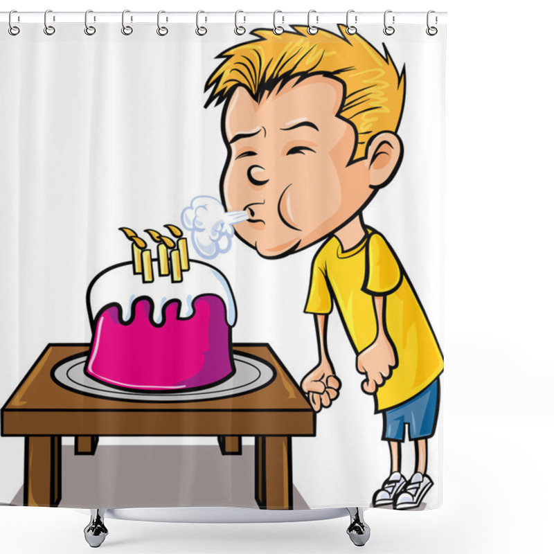 Personality  Cartoon Little Boy Blowing Out Candles Shower Curtains