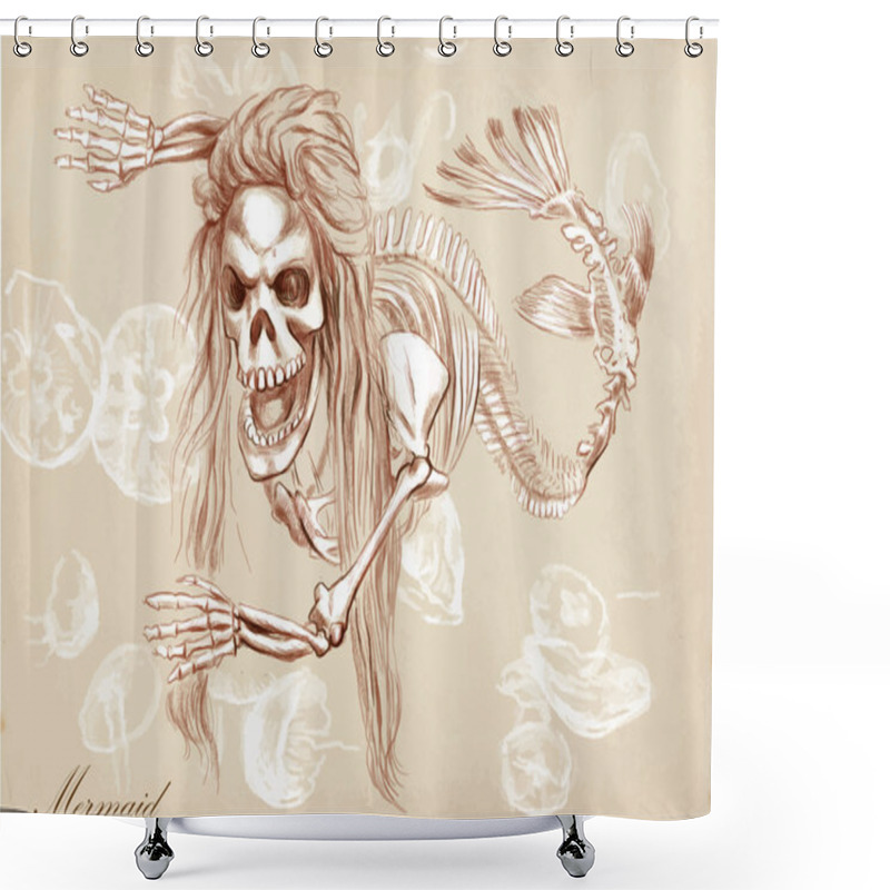 Personality  An Hand Drawn Vector: Mermaid Shower Curtains