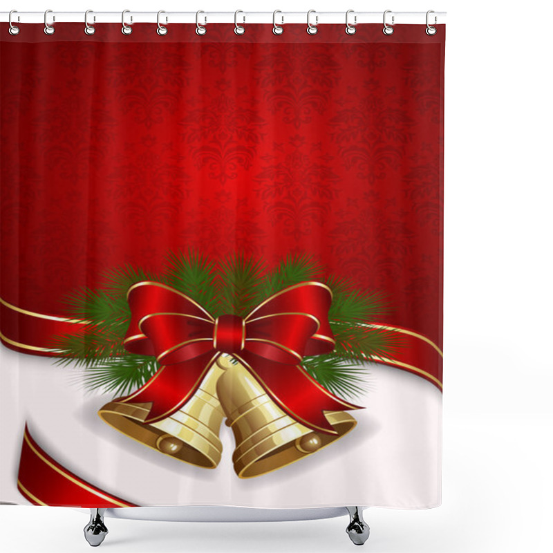 Personality  Christmas Background With Bells Shower Curtains