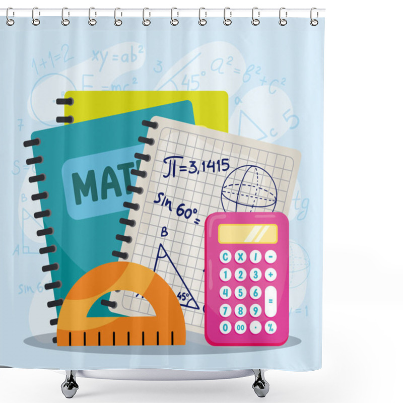 Personality  Cartoon Math Class Concept Background Vector Illustration Shower Curtains