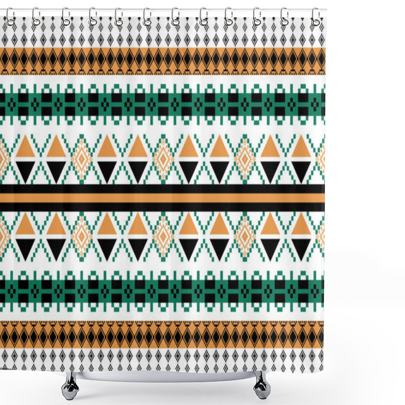 Personality  Ethnic Pattern Seamless, Geometric Design ,Aztec Embroidery Border Seamless Patterns.ethnic Design,  Pattern Art Wallpaper Background, Design For Fabric, Curtain, Carpet ,geometry Seamless Pattern Shower Curtains